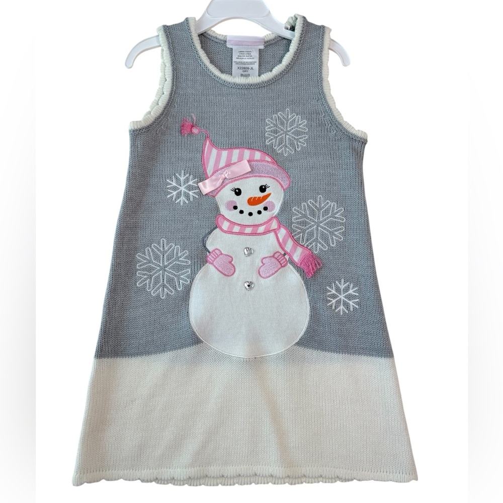 🎄🧑‍🎄 Bonnie Jean Snowman Sweater Dress 4T Winter Knit Dress